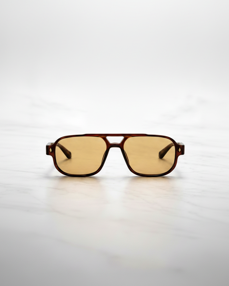 The Classic Square Aviator Sunglasses – Tortoise Shell & Amber Lens