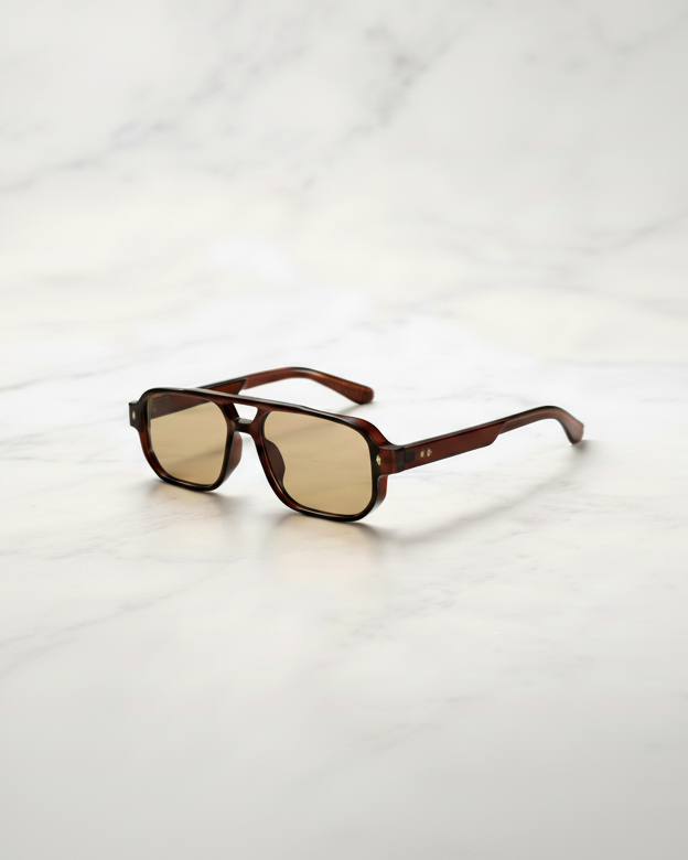 The Classic Square Aviator Sunglasses – Tortoise Shell & Amber Lens